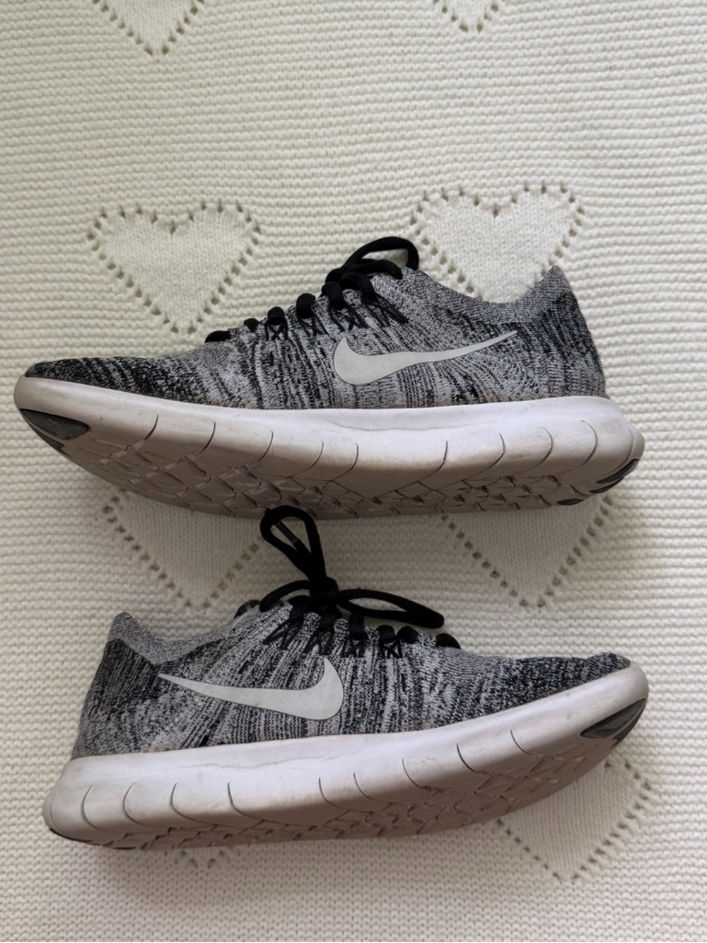 Nike Free Run Flyknit White/Gray/Black 7.5